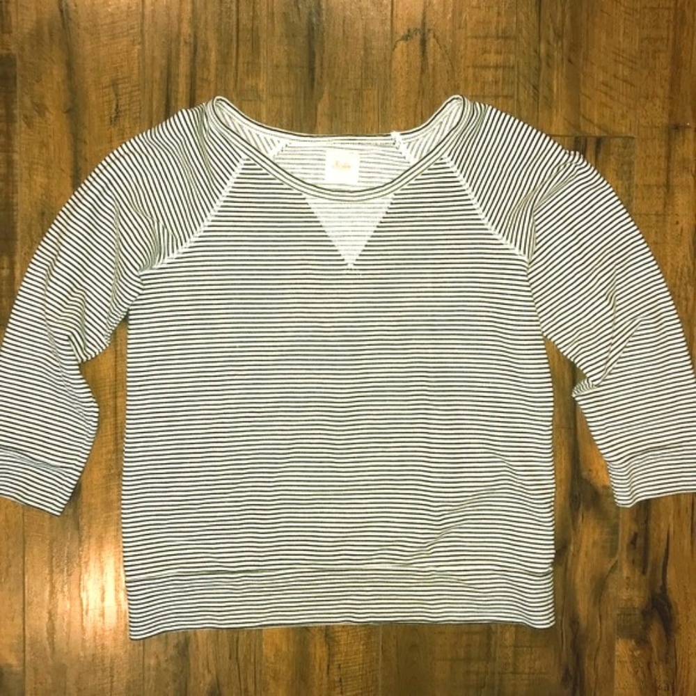 Madewell Striped Hi-Line Fleece Top Size Large